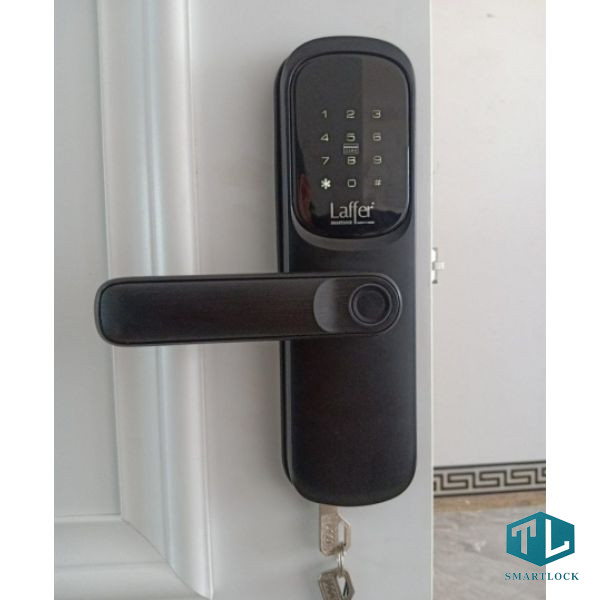 Khóa vân tay cửa gỗ Laffer LX02 ứng dụng thực tế của khóa trên hệ cửa gỗ chung cư và phòng ngủ