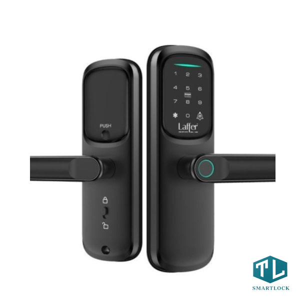 Khóa vân tay cửa gỗ Laffer LX02 với chất liệu nhôm nguyên khối mang lại độ bền và vẻ sang trọng cho cửa