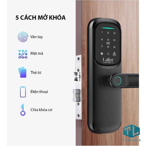 Khóa vân tay cửa gỗ Laffer LX02 có 5 cách mở thông minh
